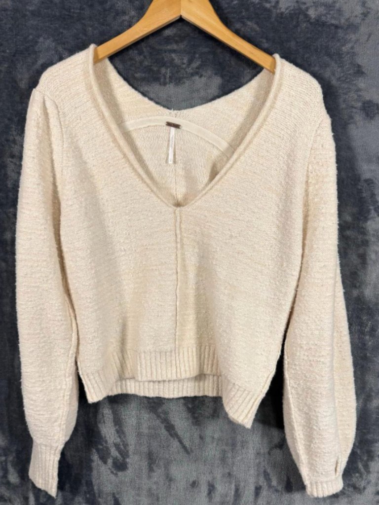 Euc Free People Reverie V-Neck Sweater Women's Large Cream